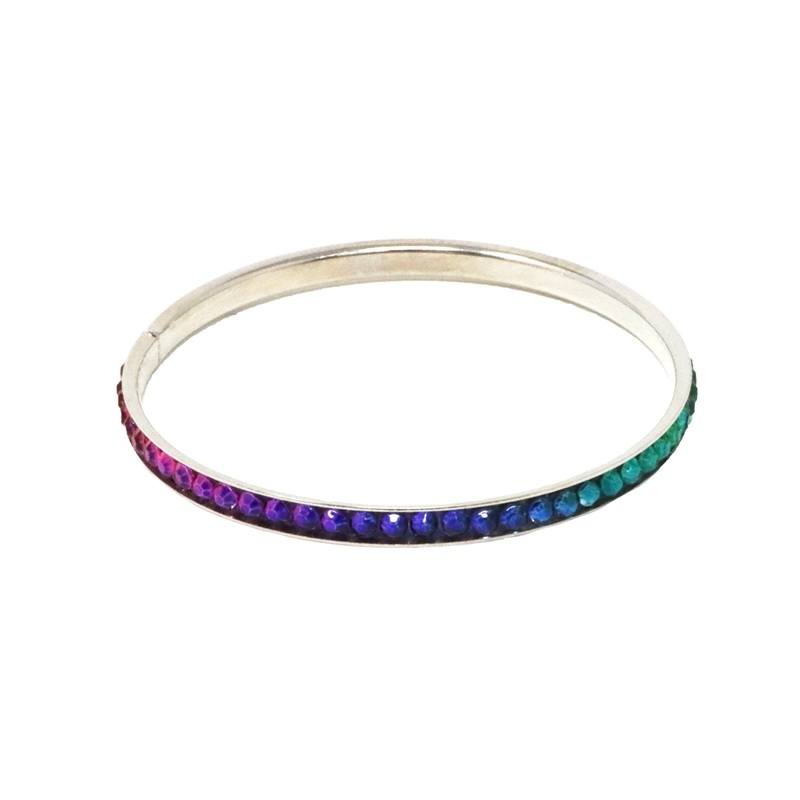 Pink Poppy Bangle Rainbow Rhinestone