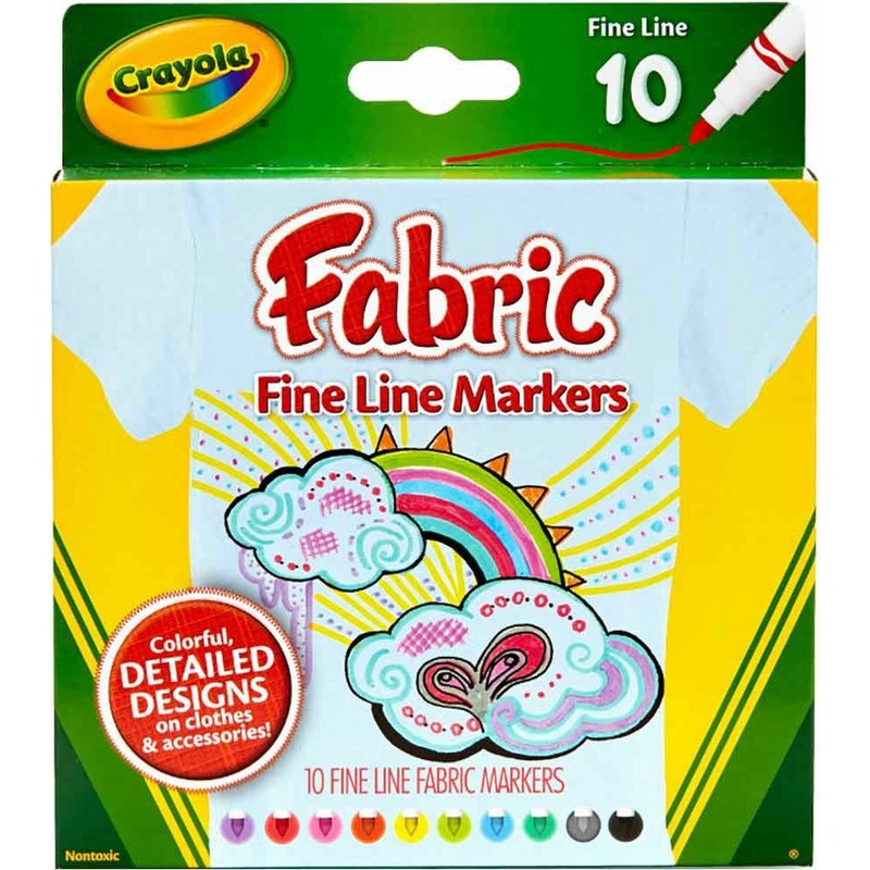 Crayola Fabric Markers - Fine Line - 10 Count