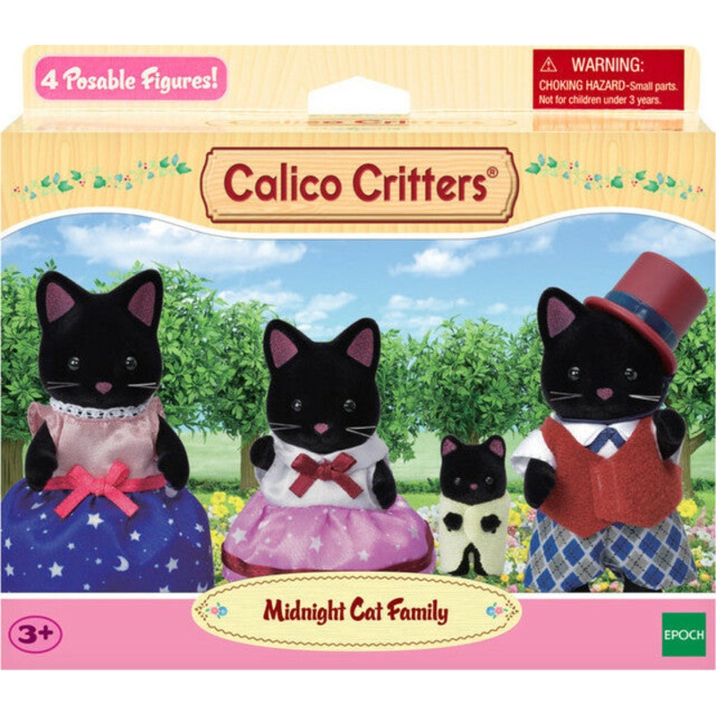 Calico Critters Midnight Cat Family (4 Member)