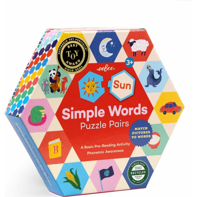 Simple Words Hexagon Puzzle Pairs
