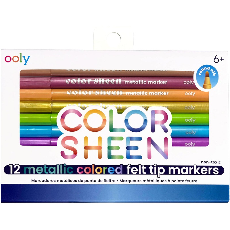 Color Sheen Metallic Felt Tip Markers - 12 pk