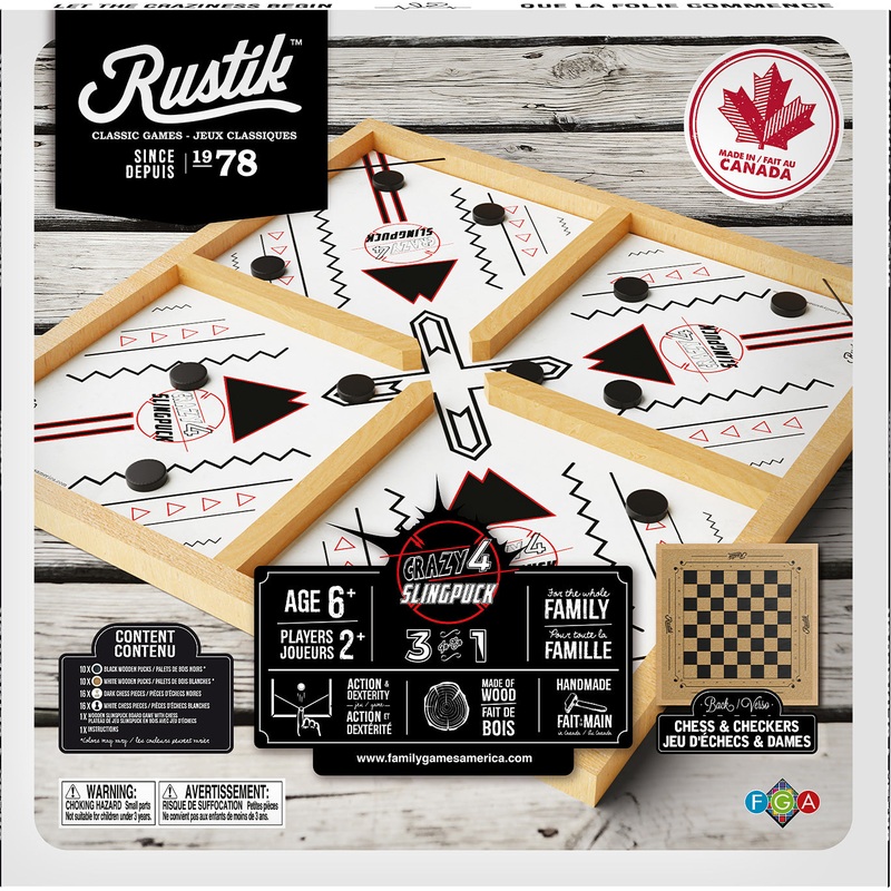 Rustik Crazy 4 Slingpuck 3 in 1 Game Board Age 6+