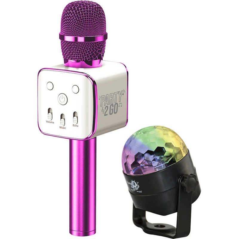 Party 2 Go Karaoke Mic & Disco Ball Combo Set