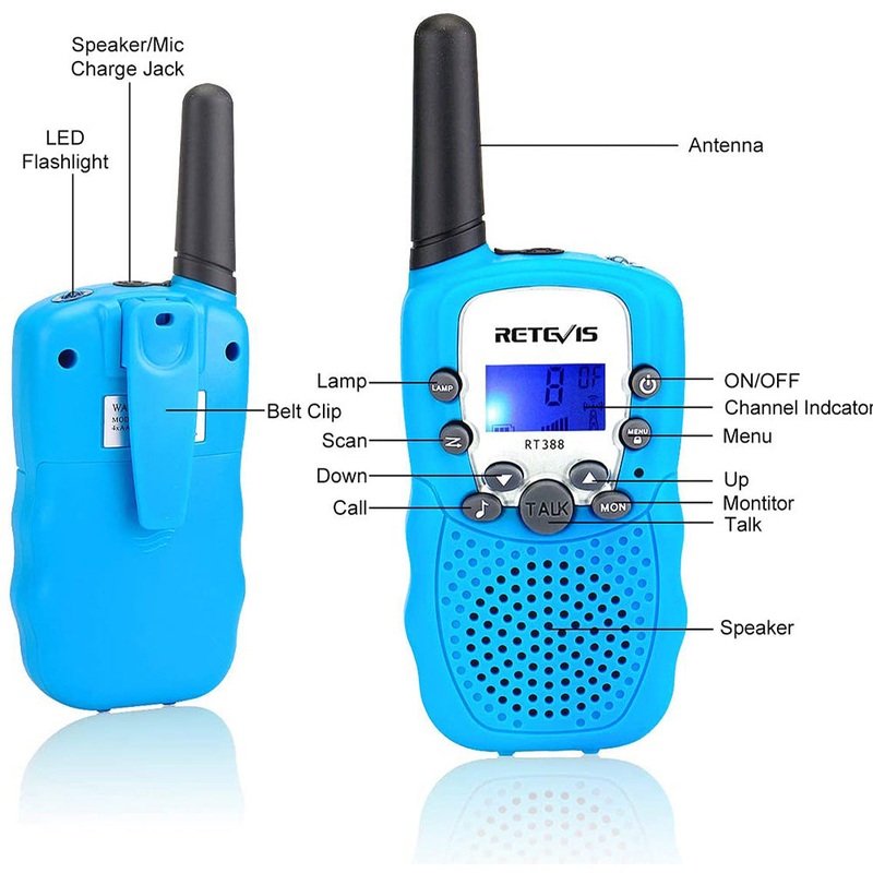 Retevis RT388 2 pcs Kids Walkie Talkies with Flashlight - Sky Blue