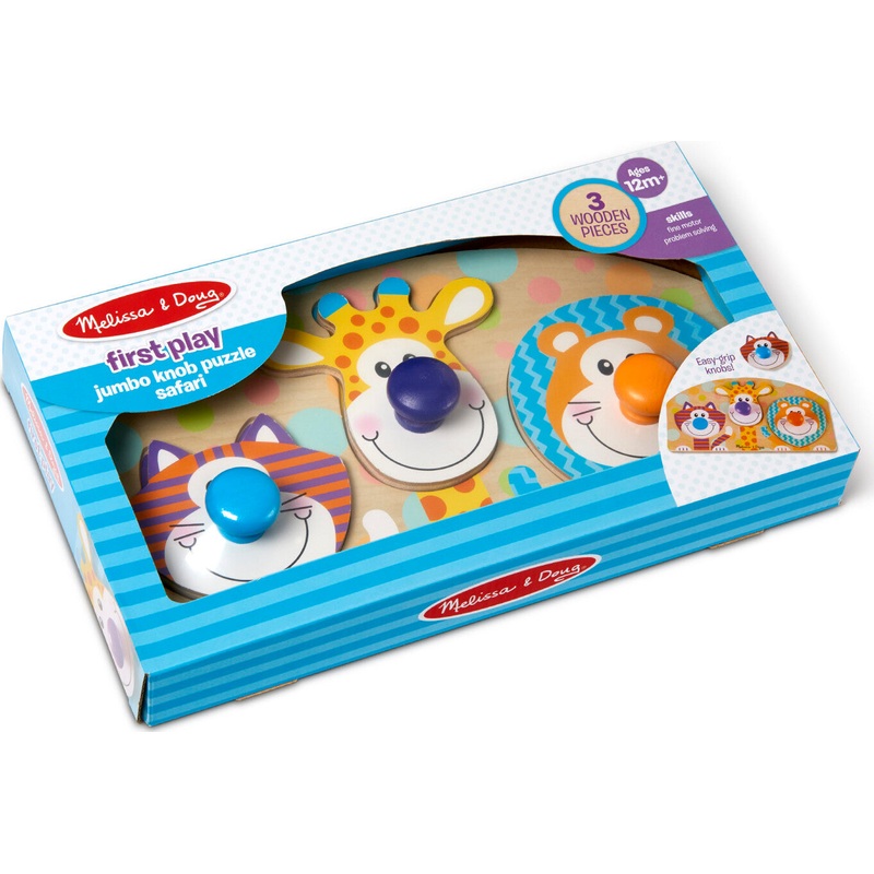 First Play Wooden Jumbo Knob Safari Animal Puzzle