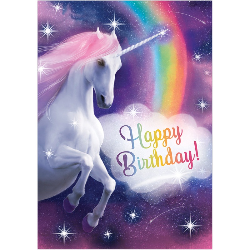 Realistic Unicorn Glitter Birthday Card