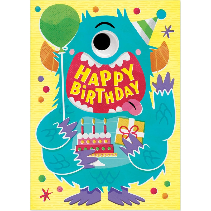 Blue Monster Googly Eye Card