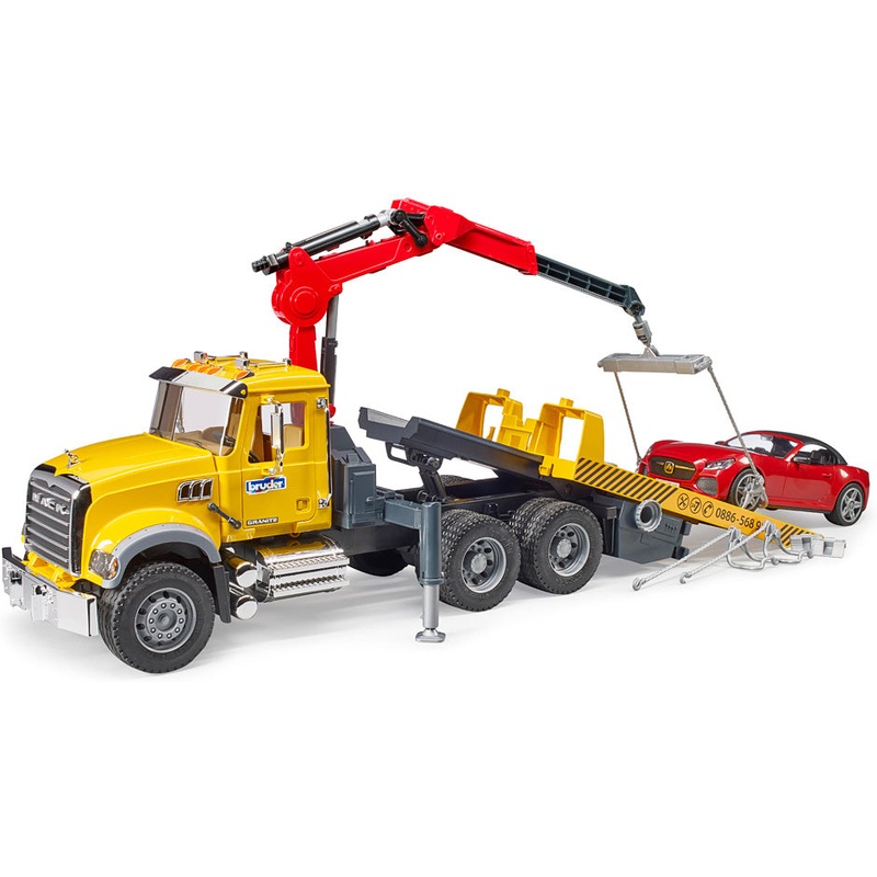 Bruder MACK Granite Tow Truck with Bruder Roadster