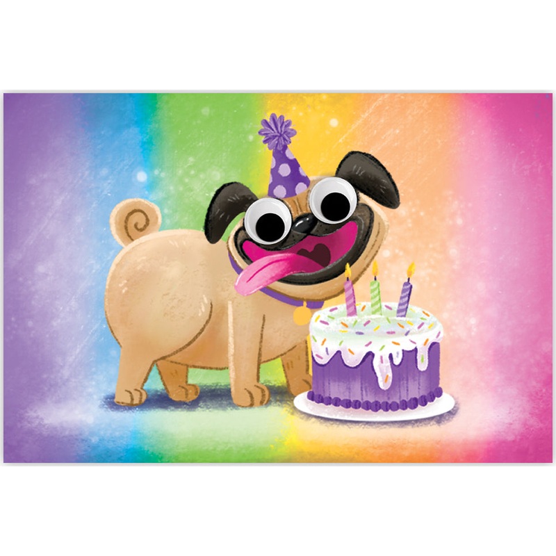 Dog With Cake Googly Eye Enclosure