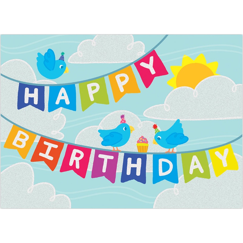 Pennant Glitter Birthday Card