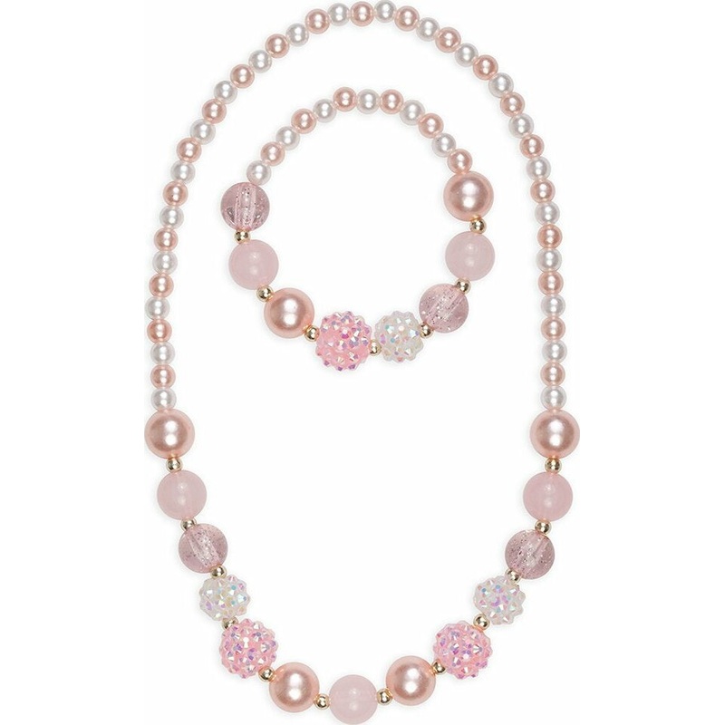 Pinky Pearl Necklace  Bracelet Set