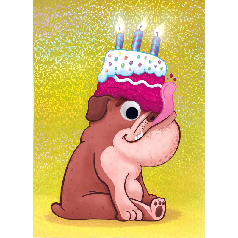Bulldog Googly Eyes Birthday Card