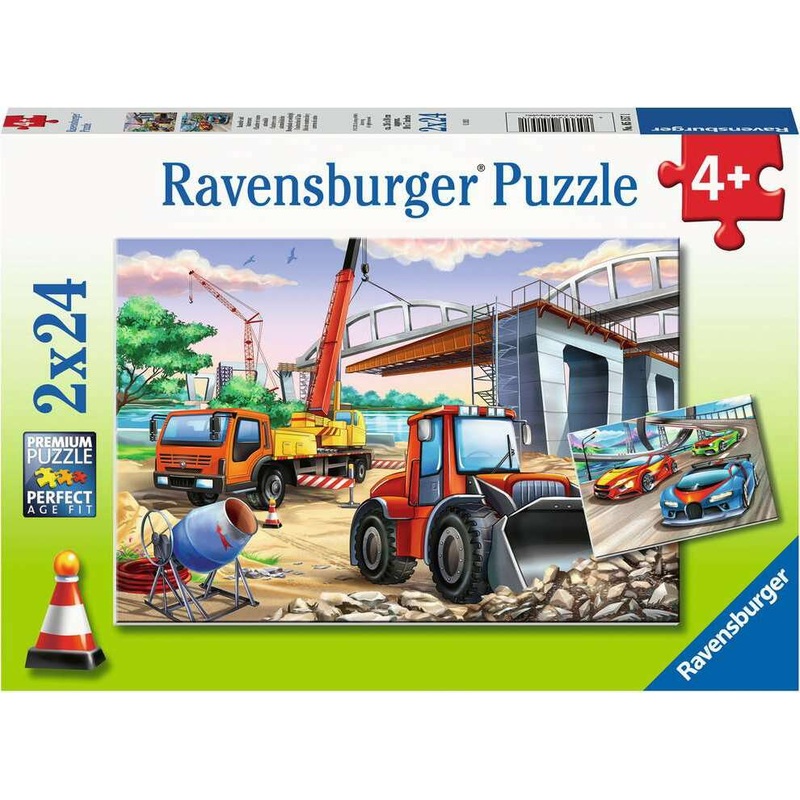 2x24 Pc Construction And Cars Puzzle