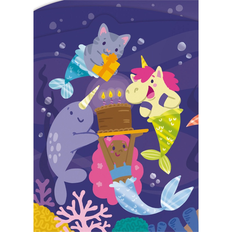 Fantasy Animals Foil Tri-Fold Birthday C
