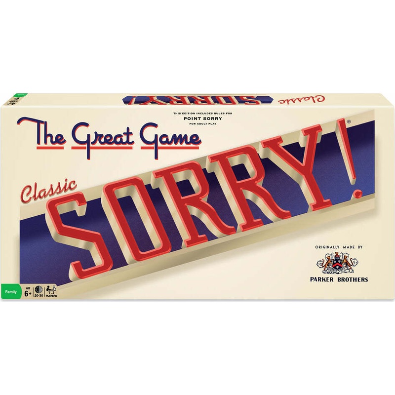 Sorry Classic Edition Board Game Age 6+
