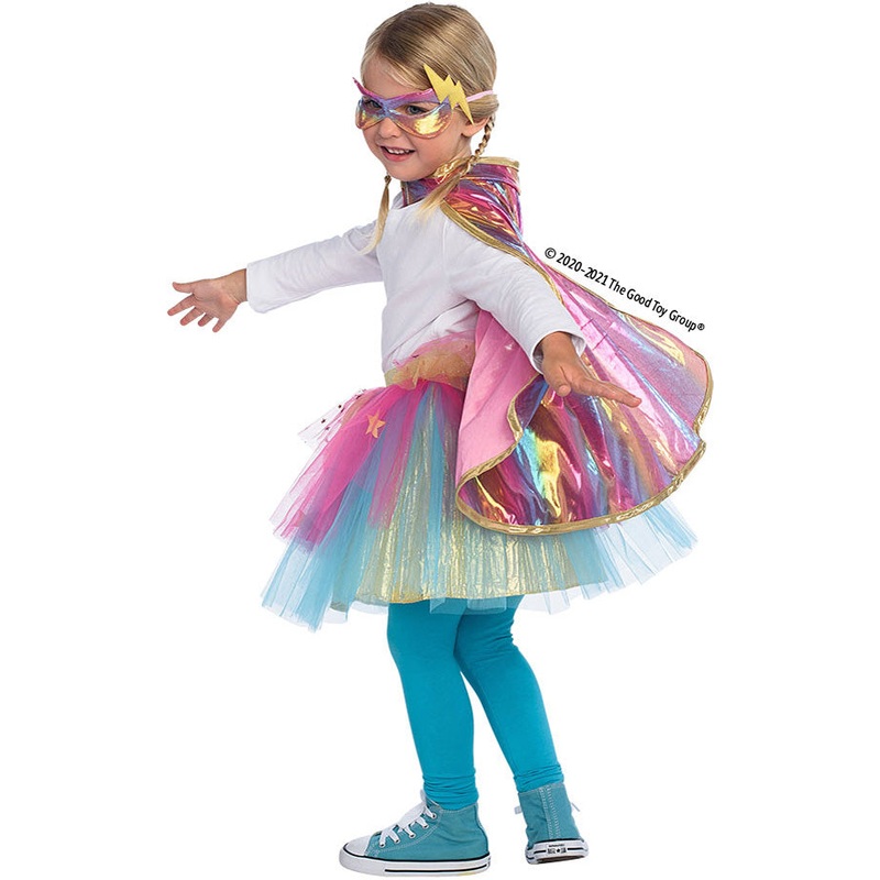 Super Duper Tutu with Cape & Mask Rainbow pastel color - size 4-6