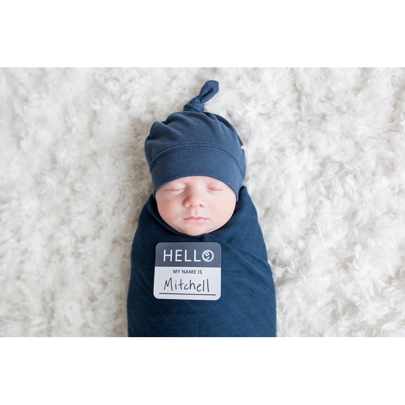 Hello World Hat & Swaddle Set - Navy