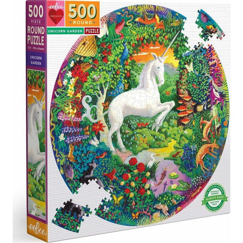 Unicorn Garden (500 Piece) Round Puzzle