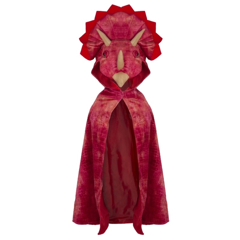 Gp Hooded Cape Red Triceratops Size 4-5