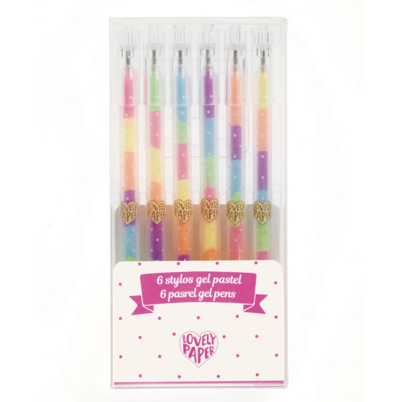 Lovely Paper 6 Pastel Rainbow Gel Pens