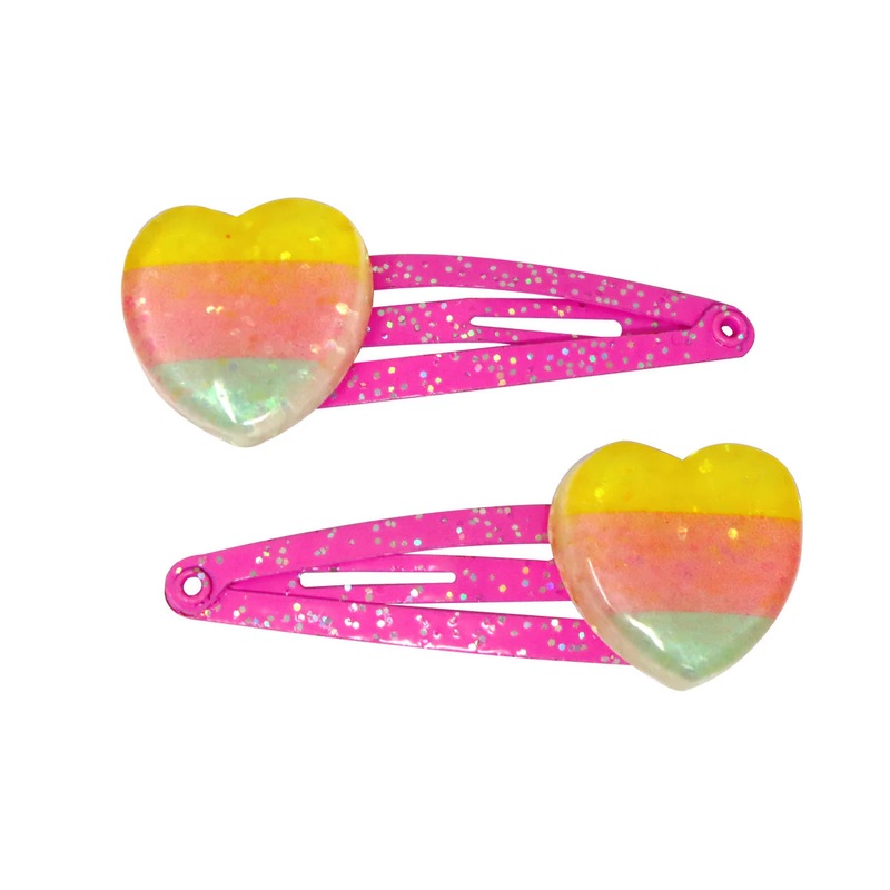 PP Rainbow Heart Hair Clips
