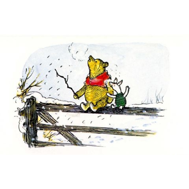 Pooh and Piglet on Fence Card