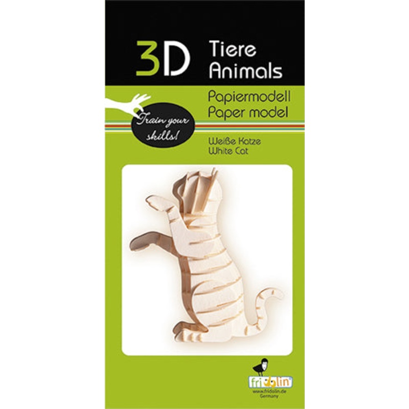 3D Paper Model White Cat