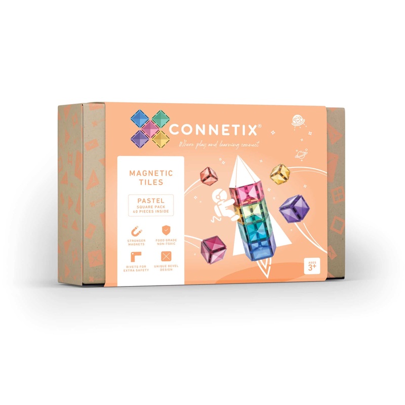 Connetix Tiles - Square Pack 40pce | Pastel