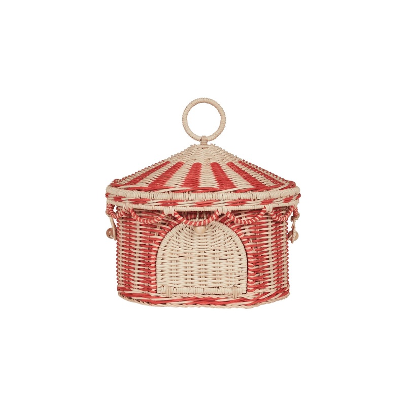 Olli Ella Rattan - Circus Tent Basket | Red & Straw