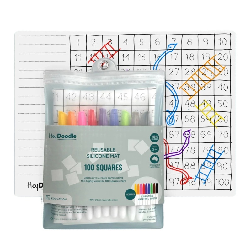 HeyDoodle - Classic Colouring & Doodle Mat | 100 Squares