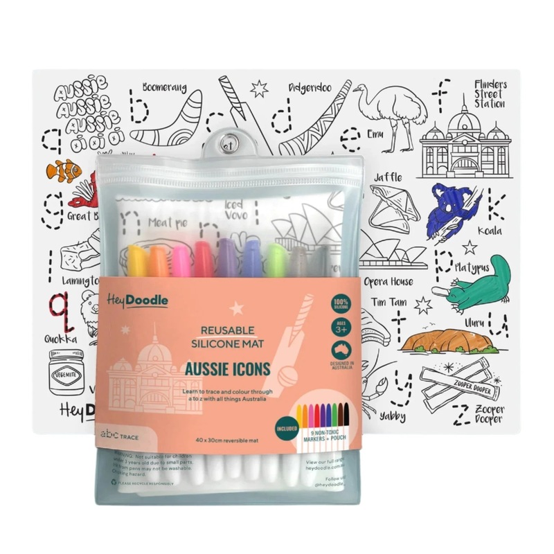 HeyDoodle - Classic Colouring & Doodle Mat | Aussie Icons