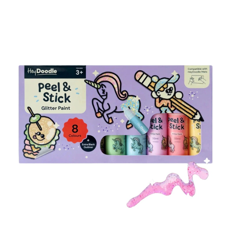 HeyDoodle - Peel & Stick Glitter Paint | Easy Peel and Stickable Colours