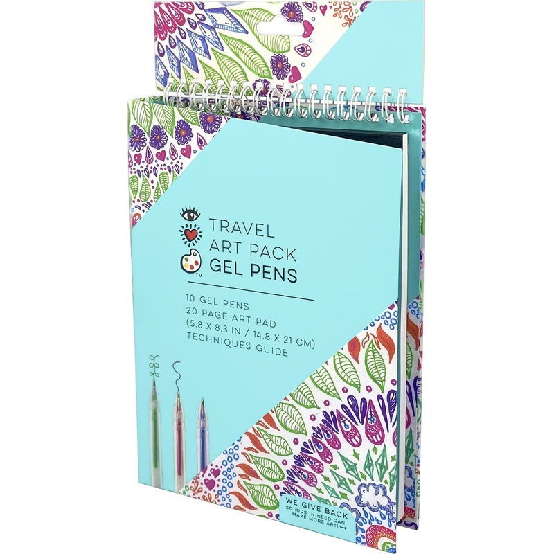 Bright Stripes iHeart Art Travel Art Pack Gel Pens All In 1 Paper Pad Drawing Set