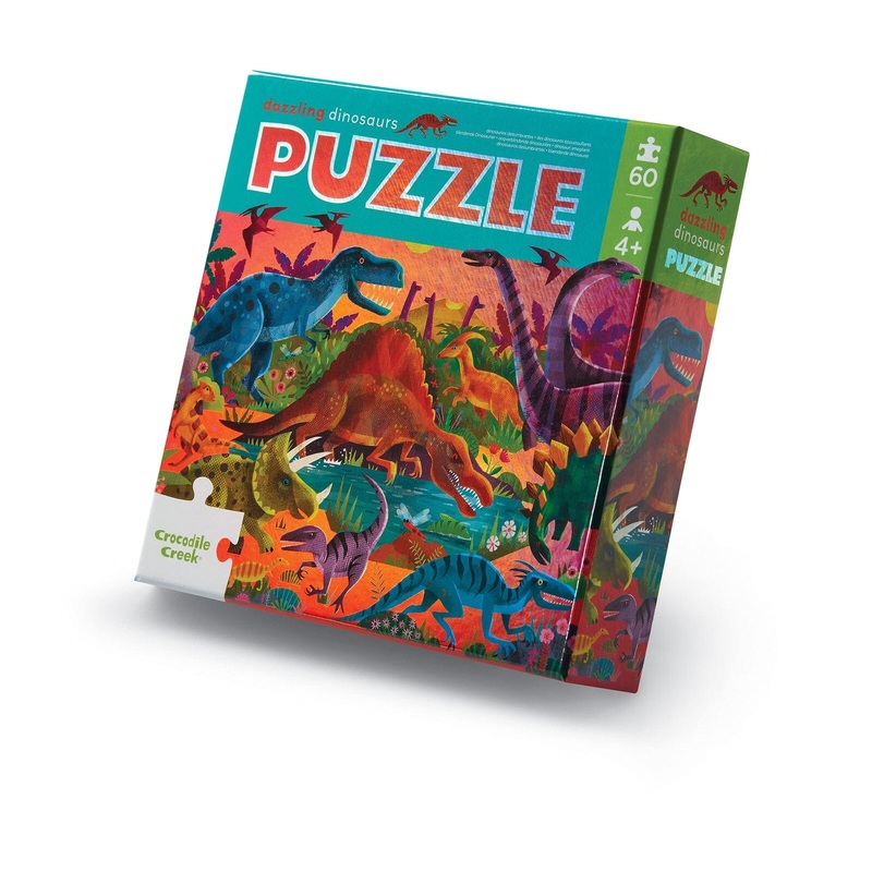 Crocodile Creek - Foil Puzzle 60pc | Dazzling Dinos