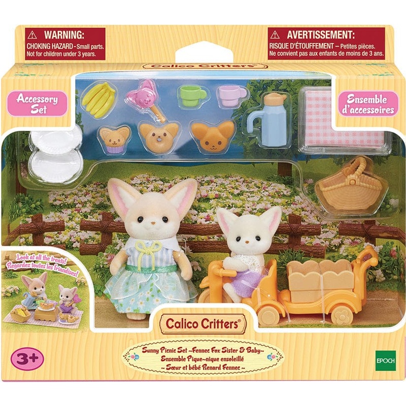 Epoch Calico Critters Fennec Fox Sister & Baby Sunny Picnic Set