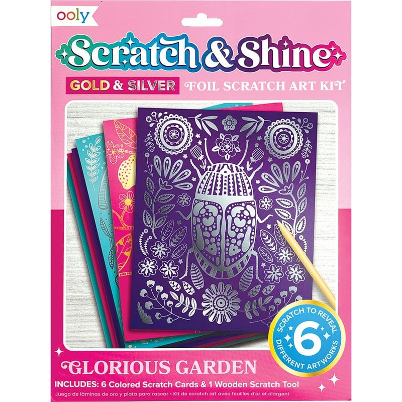 Ooly Glorious Garden Scratch & Shine Foil Scratch Art Kit