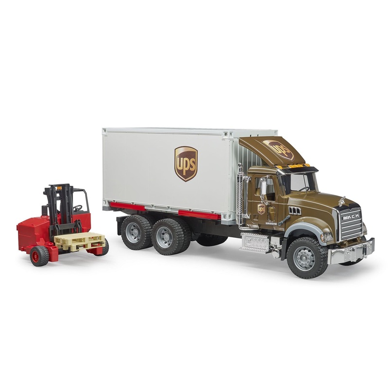 Bruder MACK Granite UPS Freight Truck with Forklift