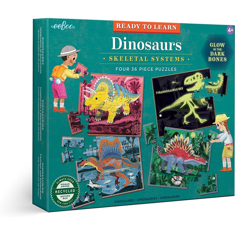 Eeboo Dinosaurs Skeletal Systems - Four 36 Piece Puzzles