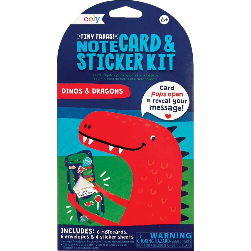 Ooly Tiny Tada! Note Cards & Sticker Set - Dinos & Dragons