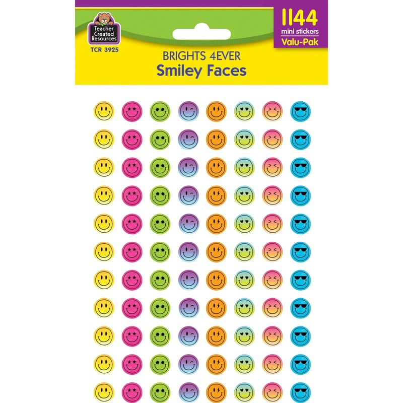 Teacher Created Resources Brights 4Ever Smiley Faces Mini Stickers Valu-Pak