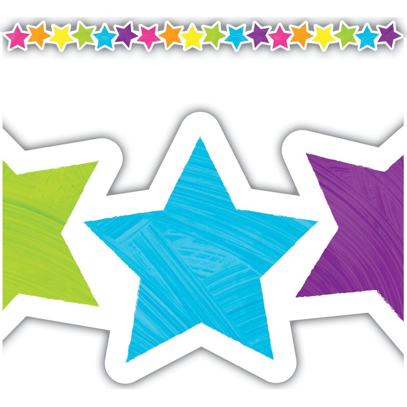 Teacher Created Resources Brights 4Ever Stars Die-Cut Border Trim