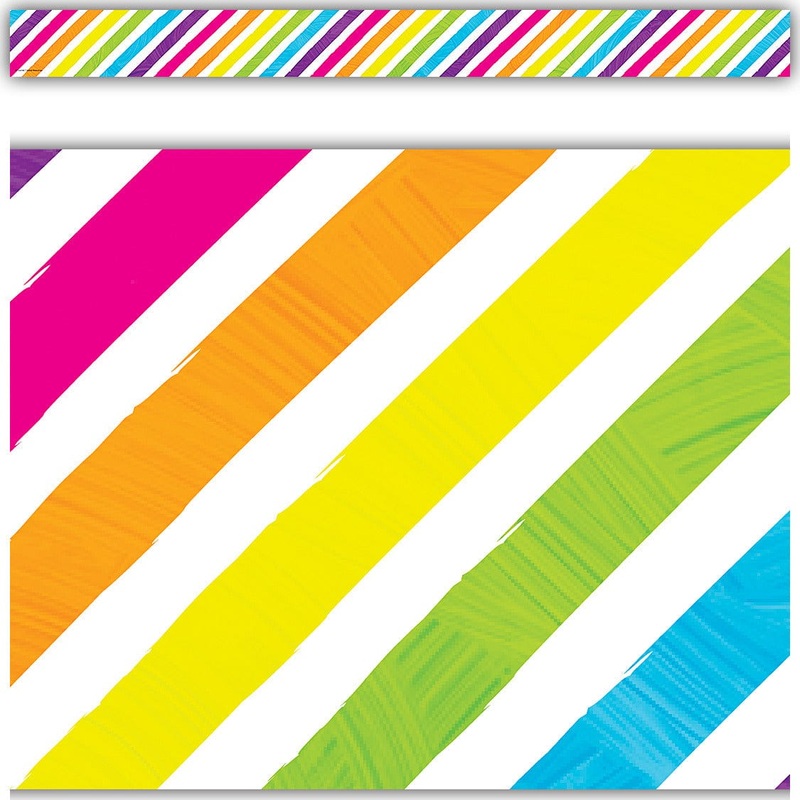 Teacher Created Resources Brights 4Ever Stripes Straight Border Trim