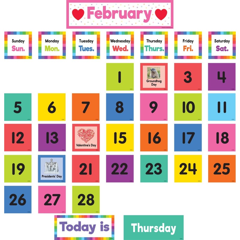 Teacher Created Resources Colorful Calendar Pocket Chart Cards