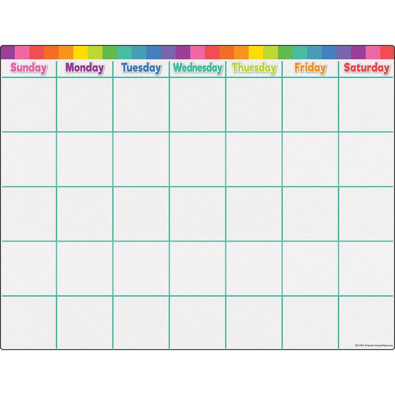 Teacher Created Resources Colorful Calendar Write-On/Wipe-Off Chart