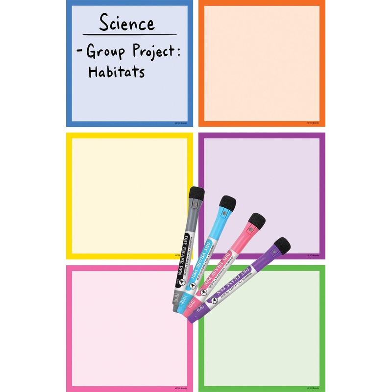 Teacher Created Resources Colorful Dry-Erase Magnetic Square Notes