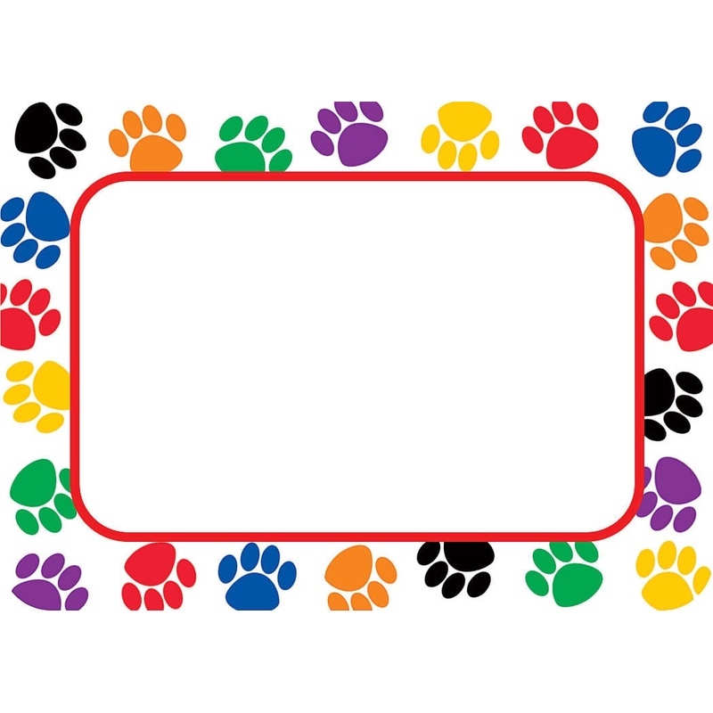 Teacher Created Resources Colorful Paw Prints Name Tags/Labels