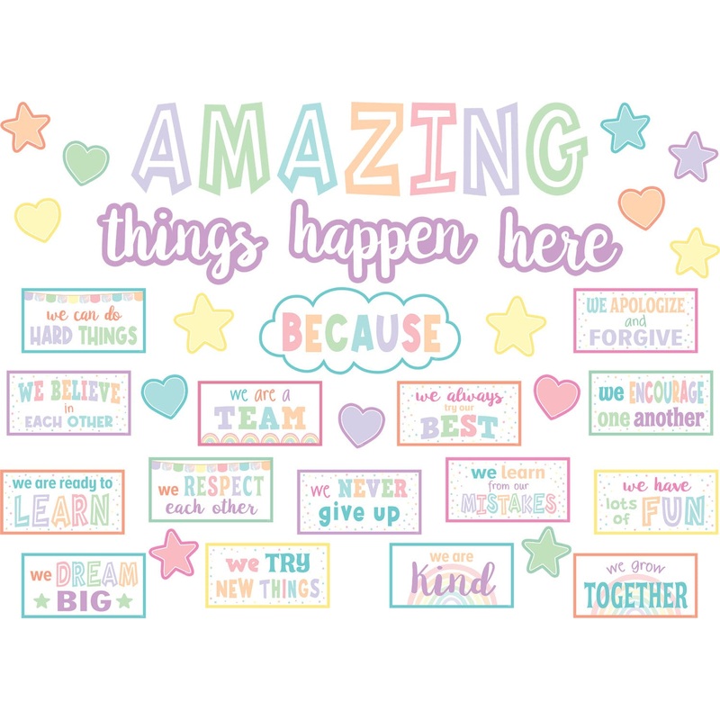 Teacher Created Resources Pastel Pop Amazing Things Happen Here Bulletin Board