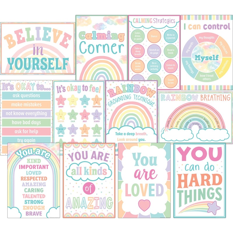 Teacher Created Resources Pastel Pop Calming Strategies Small Poster Pack