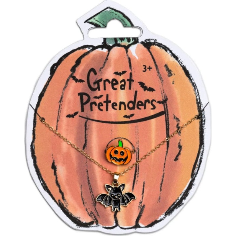 Great Pretenders Bat Necklace with Pumpkin Ring