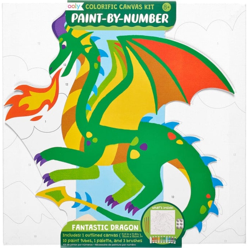 Ooly Colorific Canvas Paint By Number Kit - Fantastic Dragon